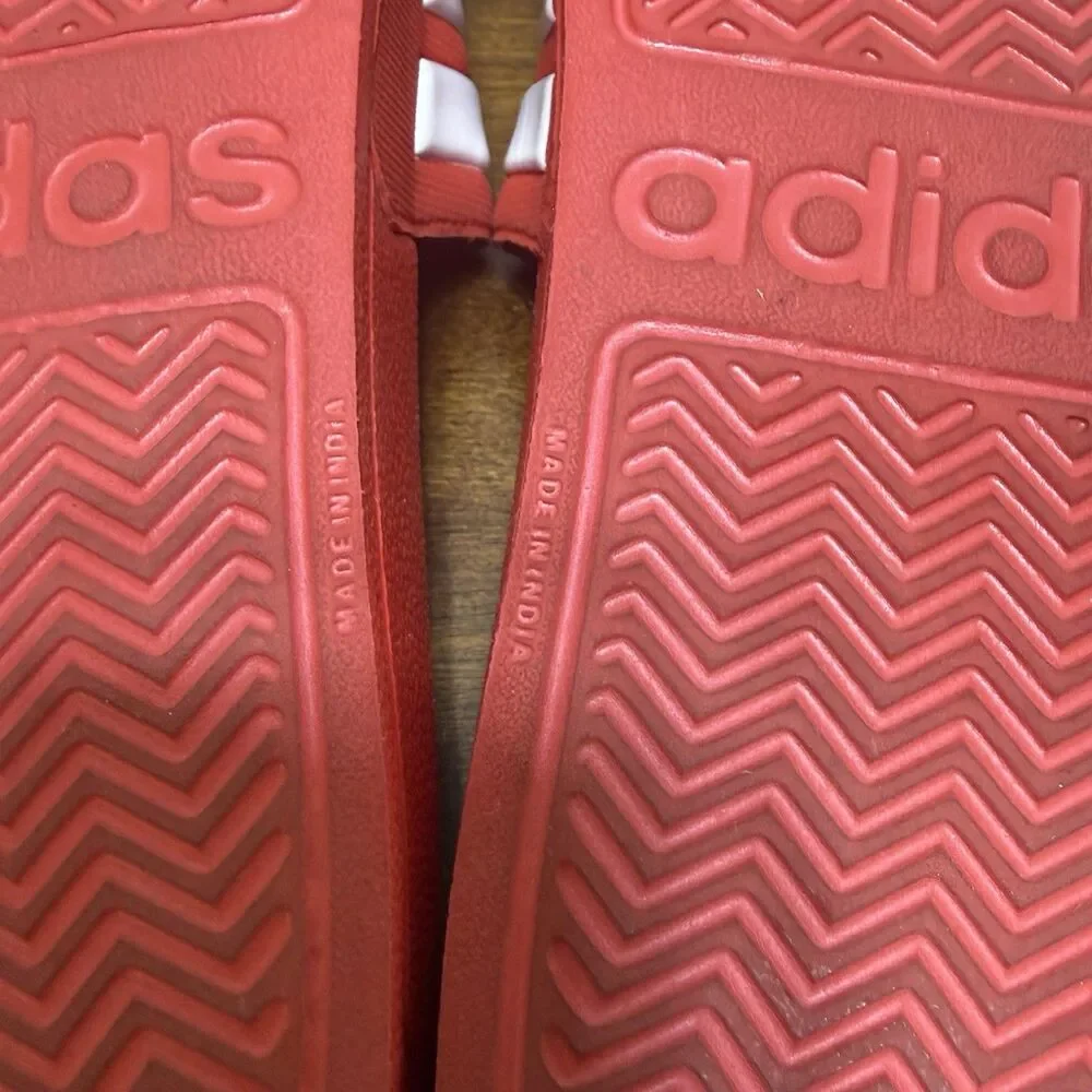 Adidas Unisex Adilette Shower Slide Sandal Vivid Red/White Sz.8 Slip On Athletic